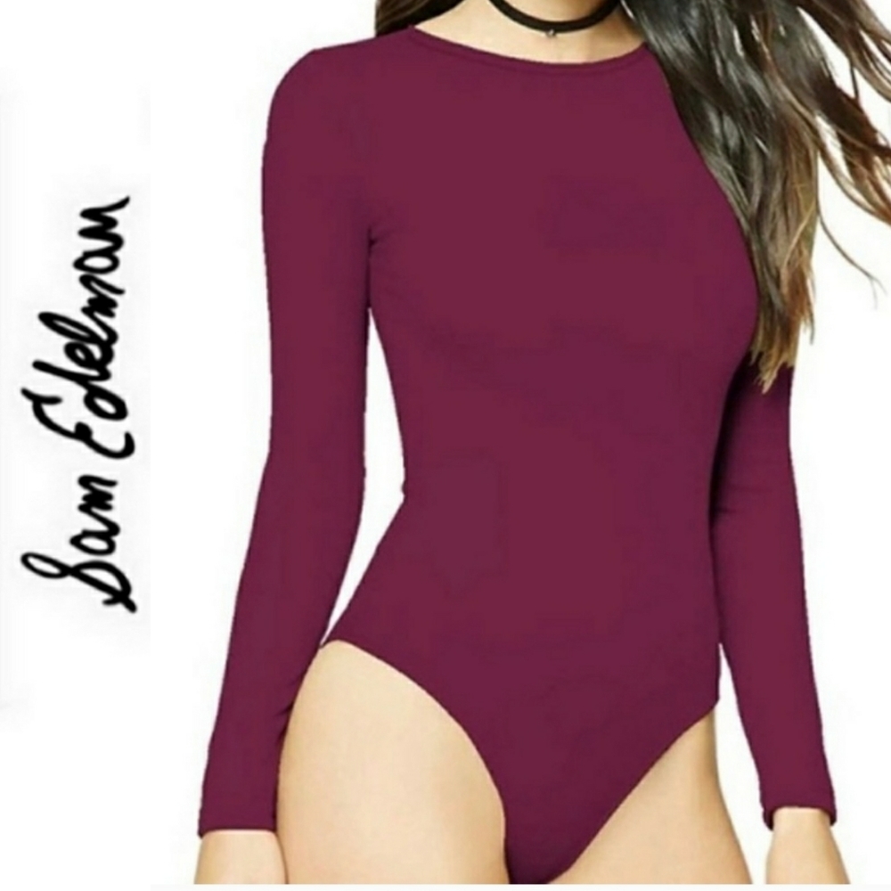 Sam Edelman Plum Boatneck Long Sleeve Bodysuit NWT
